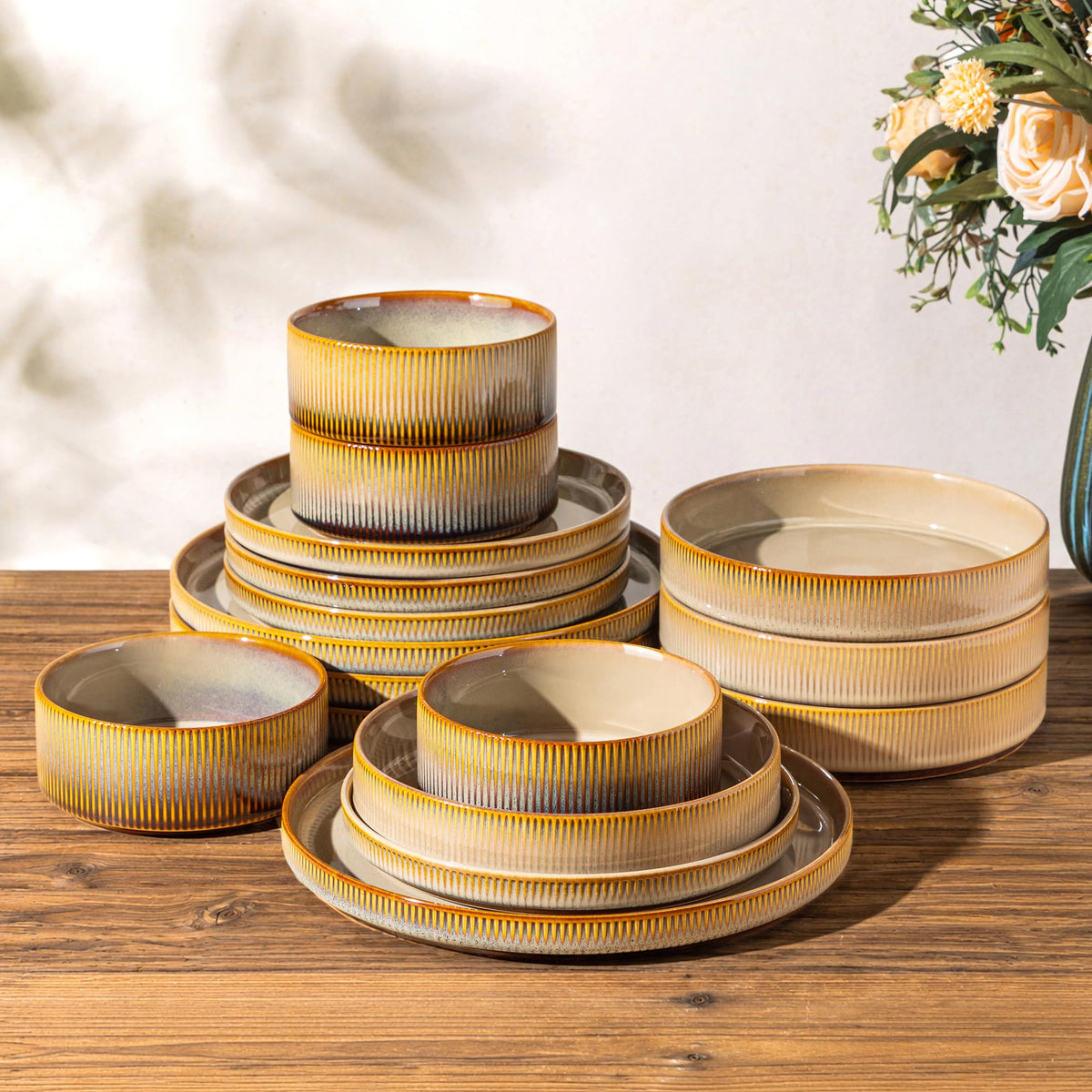 TheTerra Ceramic Dinnerware Plates & Bowls Set