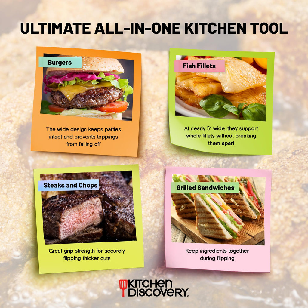 Kitchen Discovery Spatula Tongs for Flipping & Serving