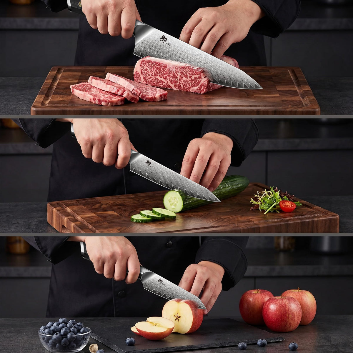 SHAN ZU Damascus Steel Kitchen Knife for Precision Cutting