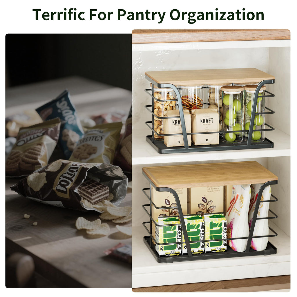 TIDIIABODE Stackable Pantry Storage Bins, 2-Pack
