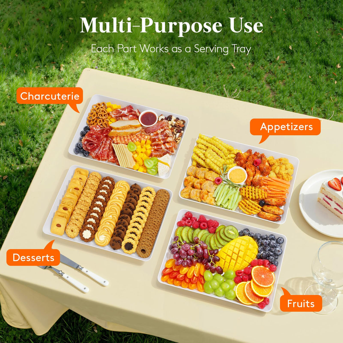 Lifewit Reusable Plastic Serving Platters for Parties