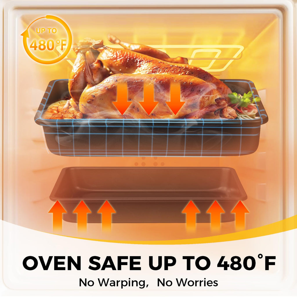 HONGBAKE Deep Nonstick Baking Pan Set for Oven Cooking