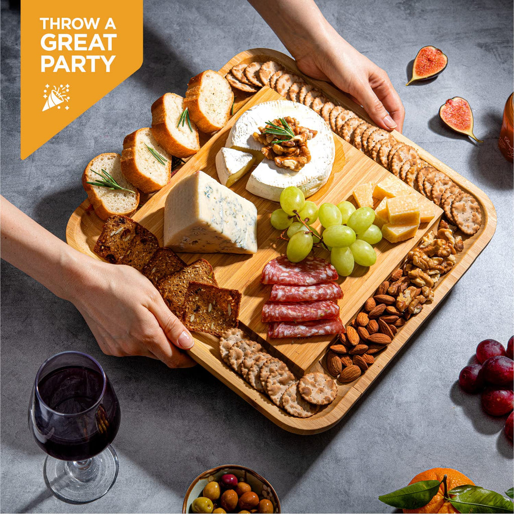 Bamboo Charcuterie Cheese Board Gift Set with Accessories
