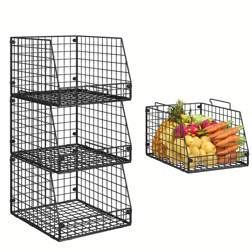 Stackable Wire Storage Baskets for Kitchen & Pantry