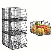 Stackable Wire Storage Baskets for Kitchen & Pantry