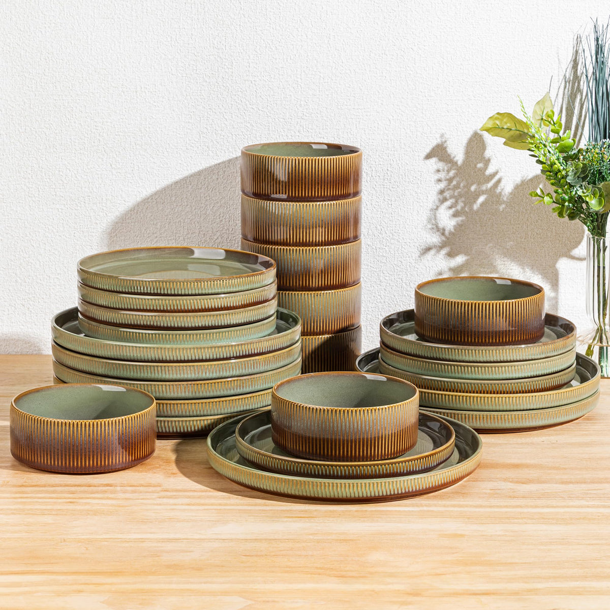 TheTerra Ceramic Dinnerware Plates & Bowls Set