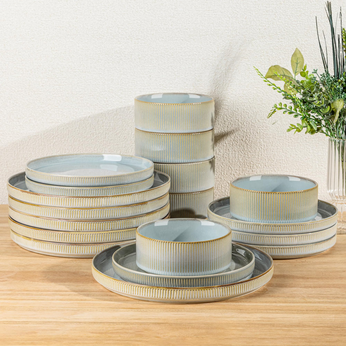 TheTerra Ceramic Dinnerware Plates & Bowls Set