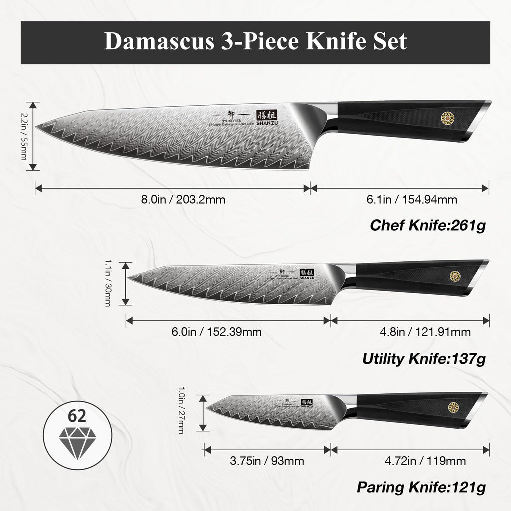 SHAN ZU Damascus Steel Kitchen Knife for Precision Cutting