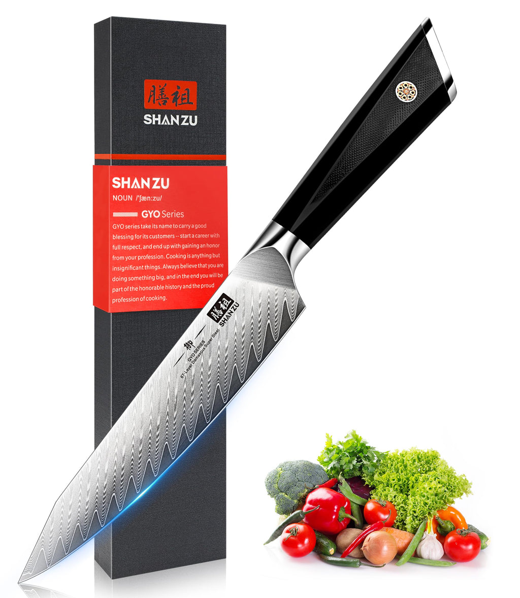 SHAN ZU Damascus Steel Kitchen Knife for Precision Cutting