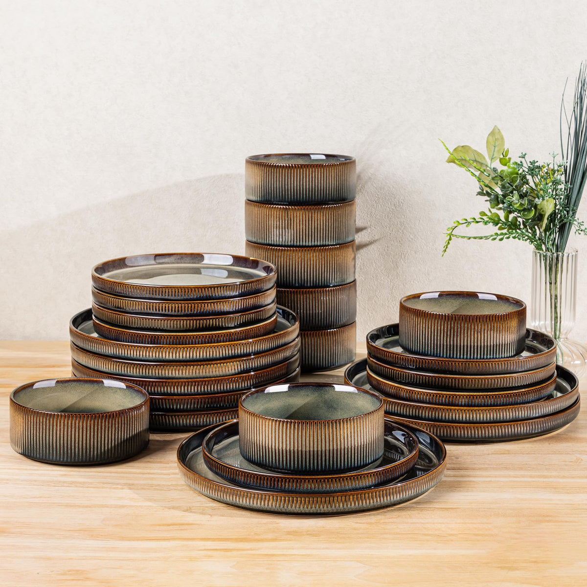 TheTerra Ceramic Dinnerware Plates & Bowls Set