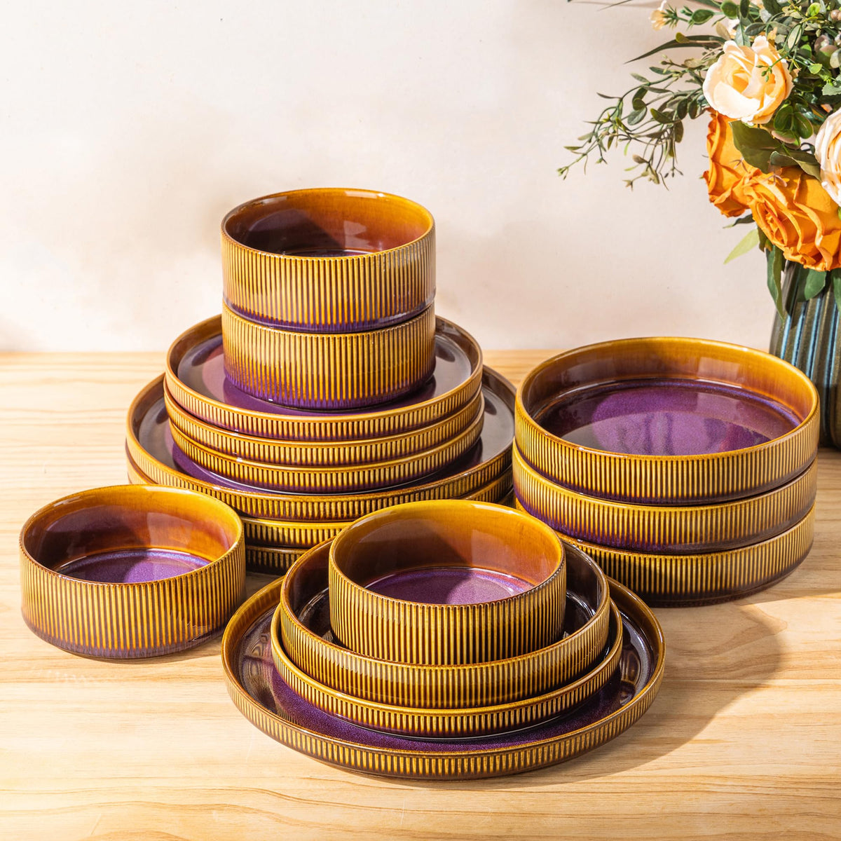 TheTerra Ceramic Dinnerware Plates & Bowls Set