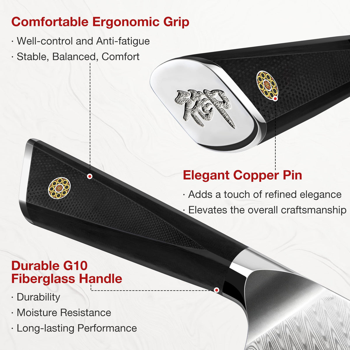 SHAN ZU Damascus Steel Kitchen Knife for Precision Cutting