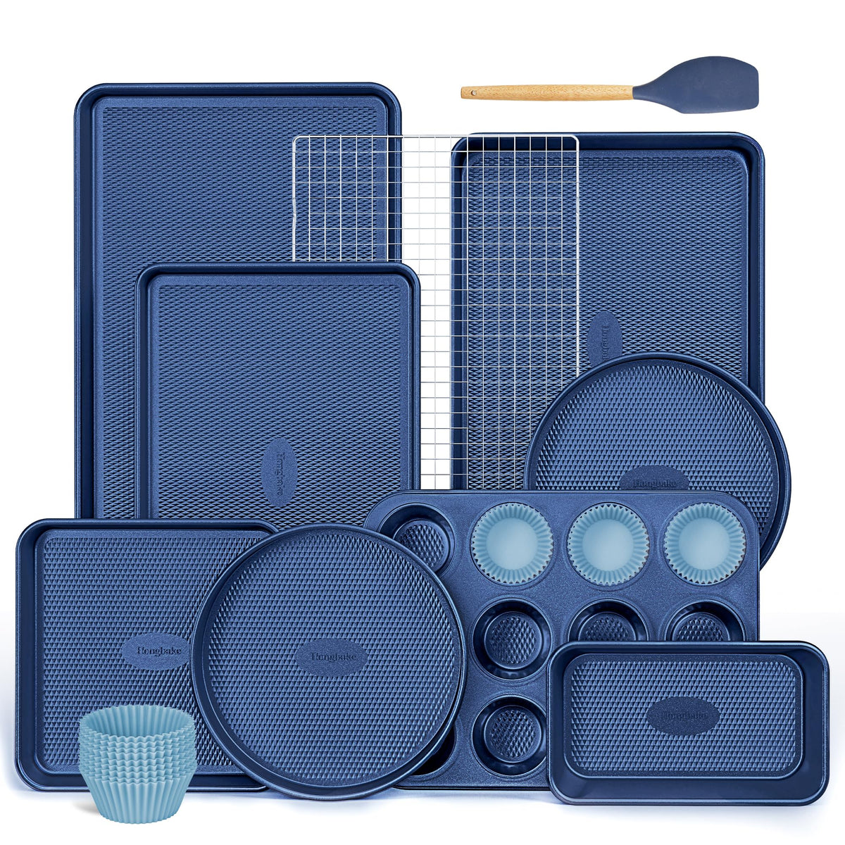 HONGBAKE 9-Piece Nonstick Bakeware Set with Cookie Sheets