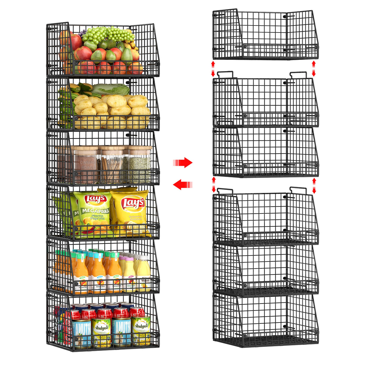 Stackable Wire Storage Baskets for Kitchen & Pantry