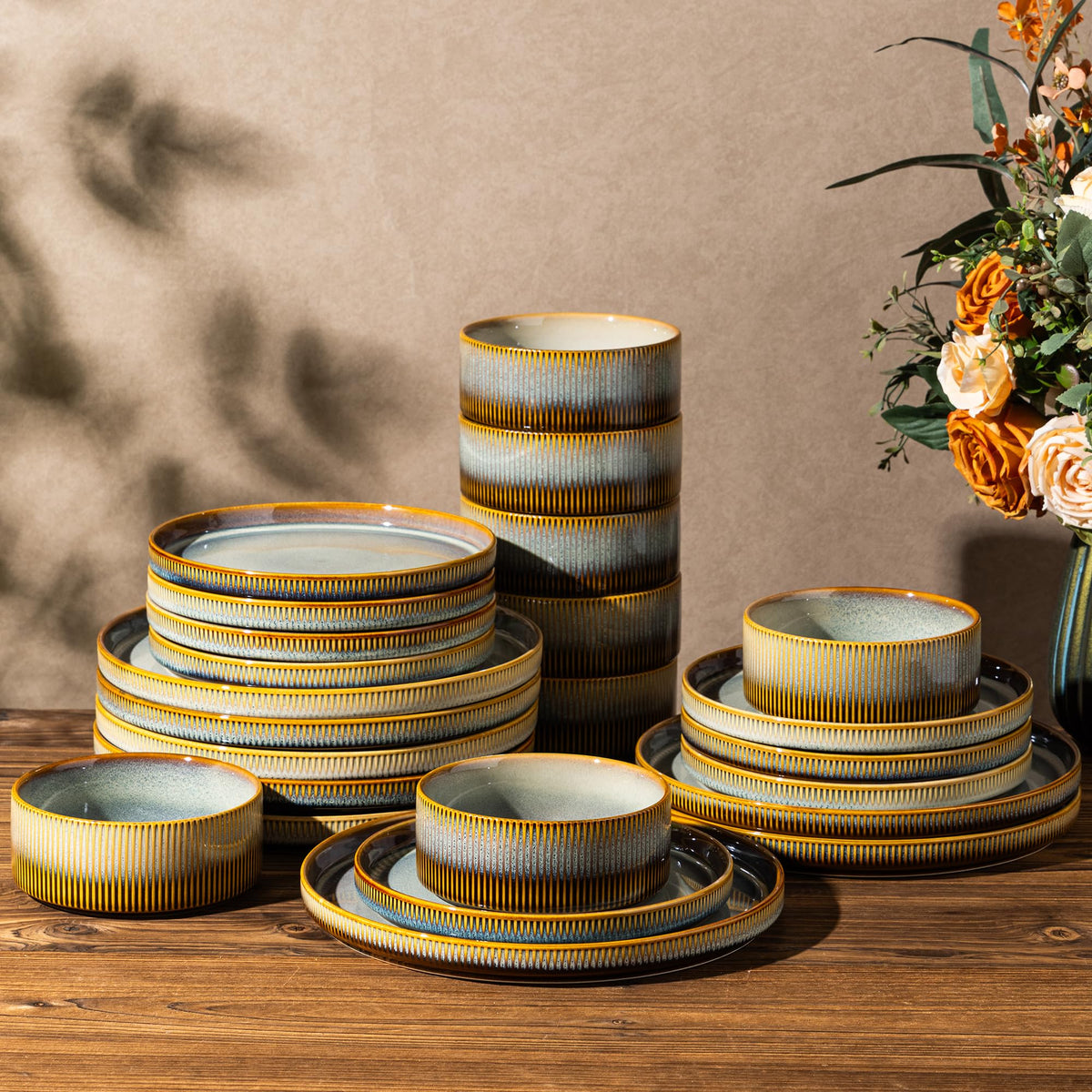 TheTerra Ceramic Dinnerware Plates & Bowls Set