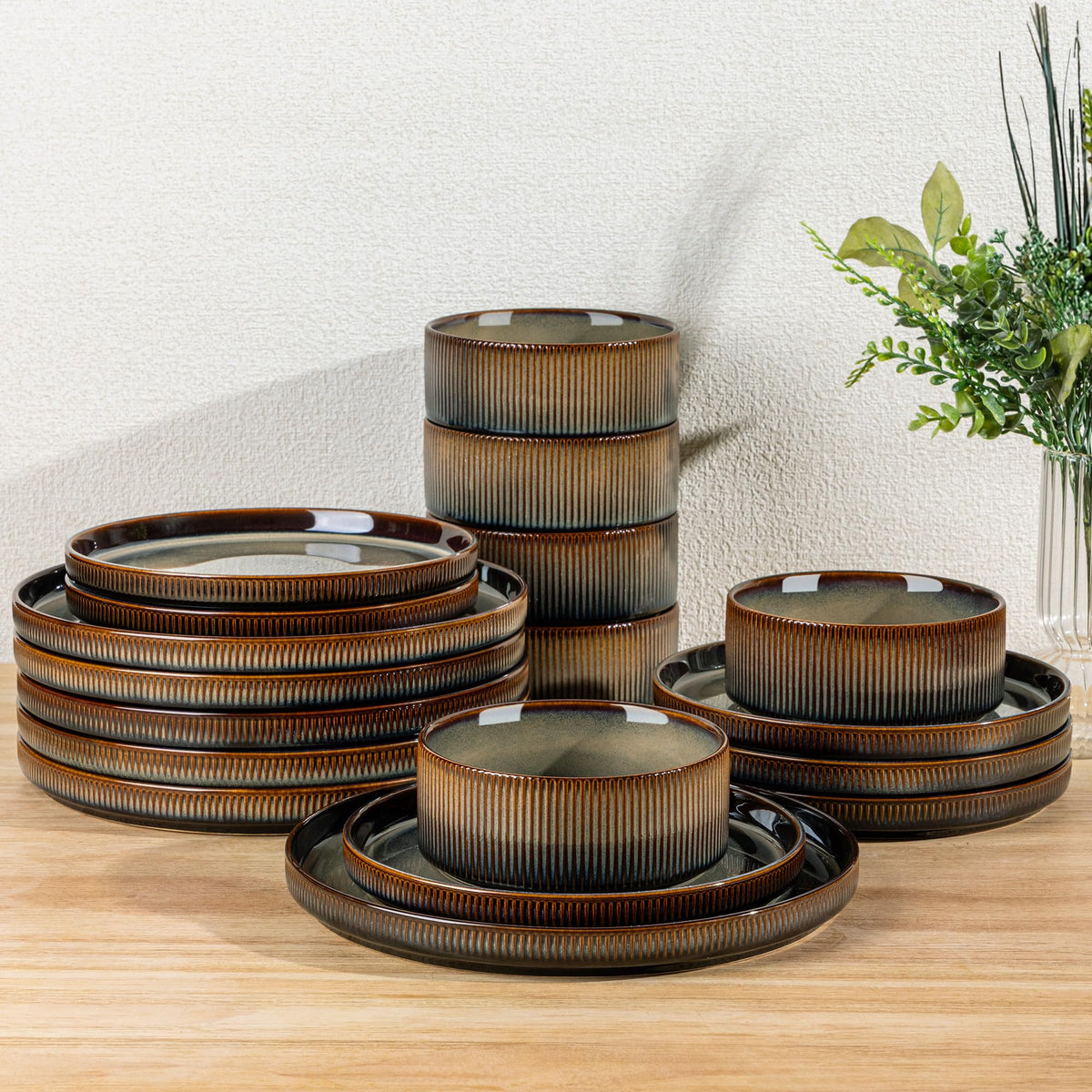 TheTerra Ceramic Dinnerware Plates & Bowls Set