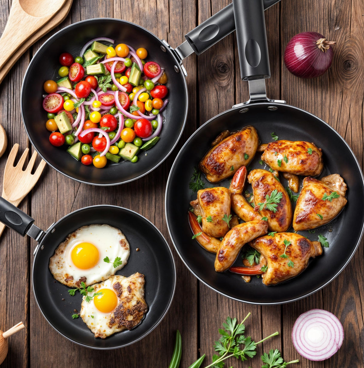 Utopia Kitchen 3-Piece Nonstick Frying Pan Set for Induction