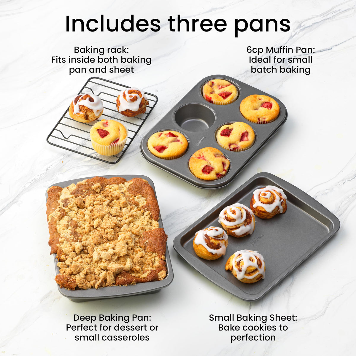 GoodCook 4-Piece Nonstick Steel Toaster Oven Bakeware Set