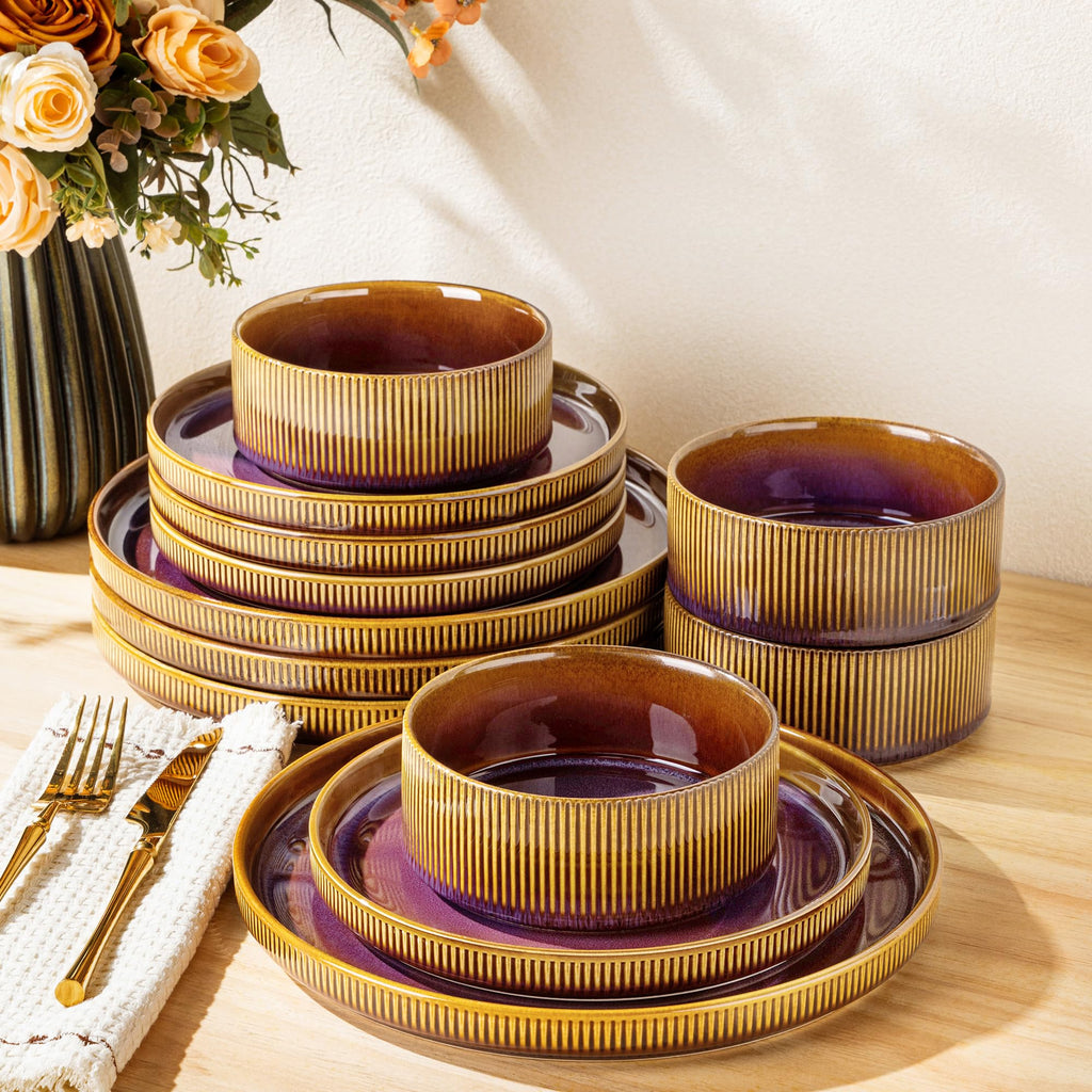 TheTerra Ceramic Dinnerware Plates & Bowls Set