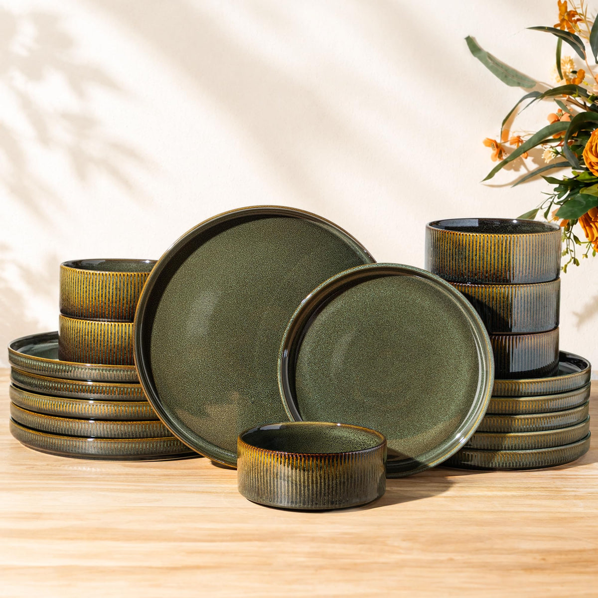 TheTerra Ceramic Dinnerware Plates & Bowls Set