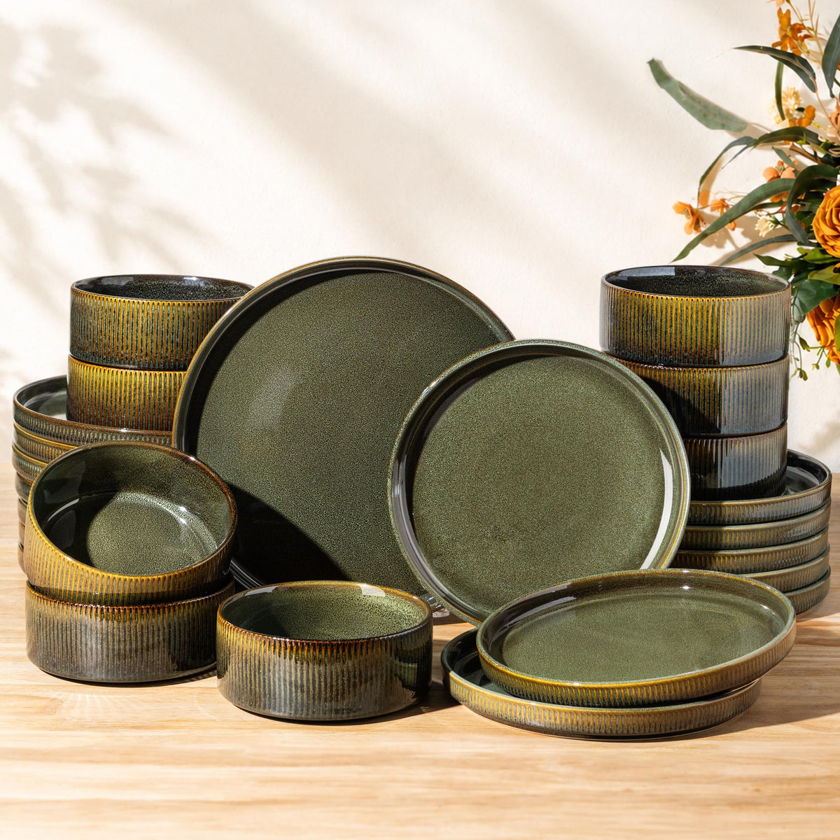 TheTerra Ceramic Dinnerware Plates & Bowls Set