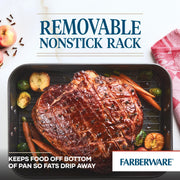 Farberware Nonstick Roasting Pan with Flat Rack, 11 x 15-Inch