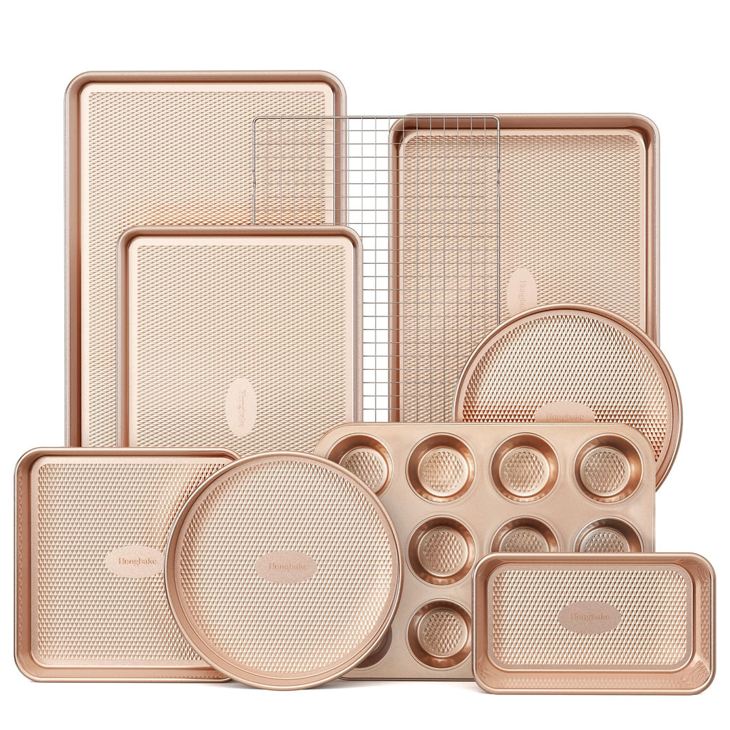 HONGBAKE 9-Piece Nonstick Bakeware Set with Cookie Sheets