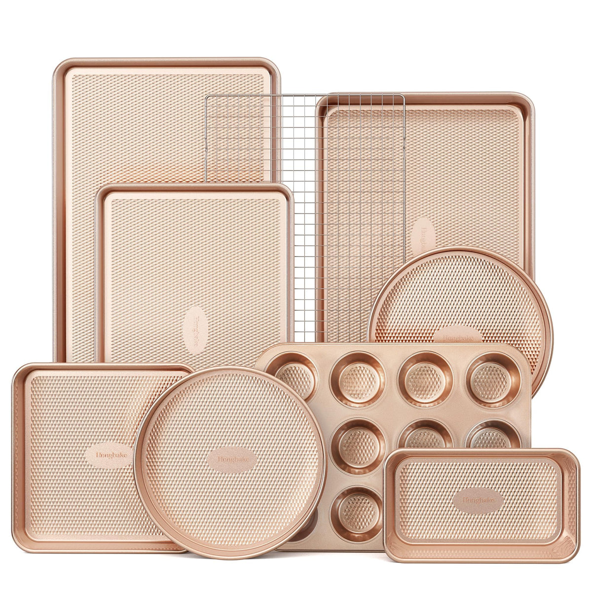 HONGBAKE 9-Piece Nonstick Bakeware Set with Cookie Sheets