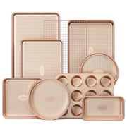 HONGBAKE 9-Piece Nonstick Bakeware Set with Cookie Sheets
