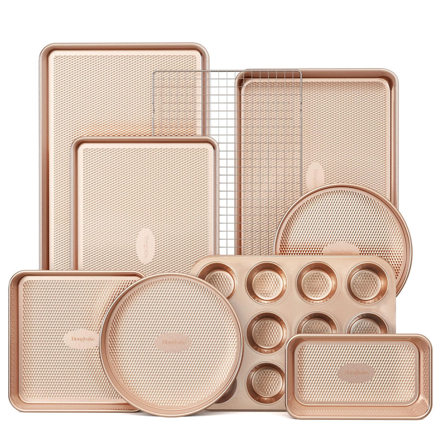 HONGBAKE 9-Piece Nonstick Bakeware Set with Cookie Sheets