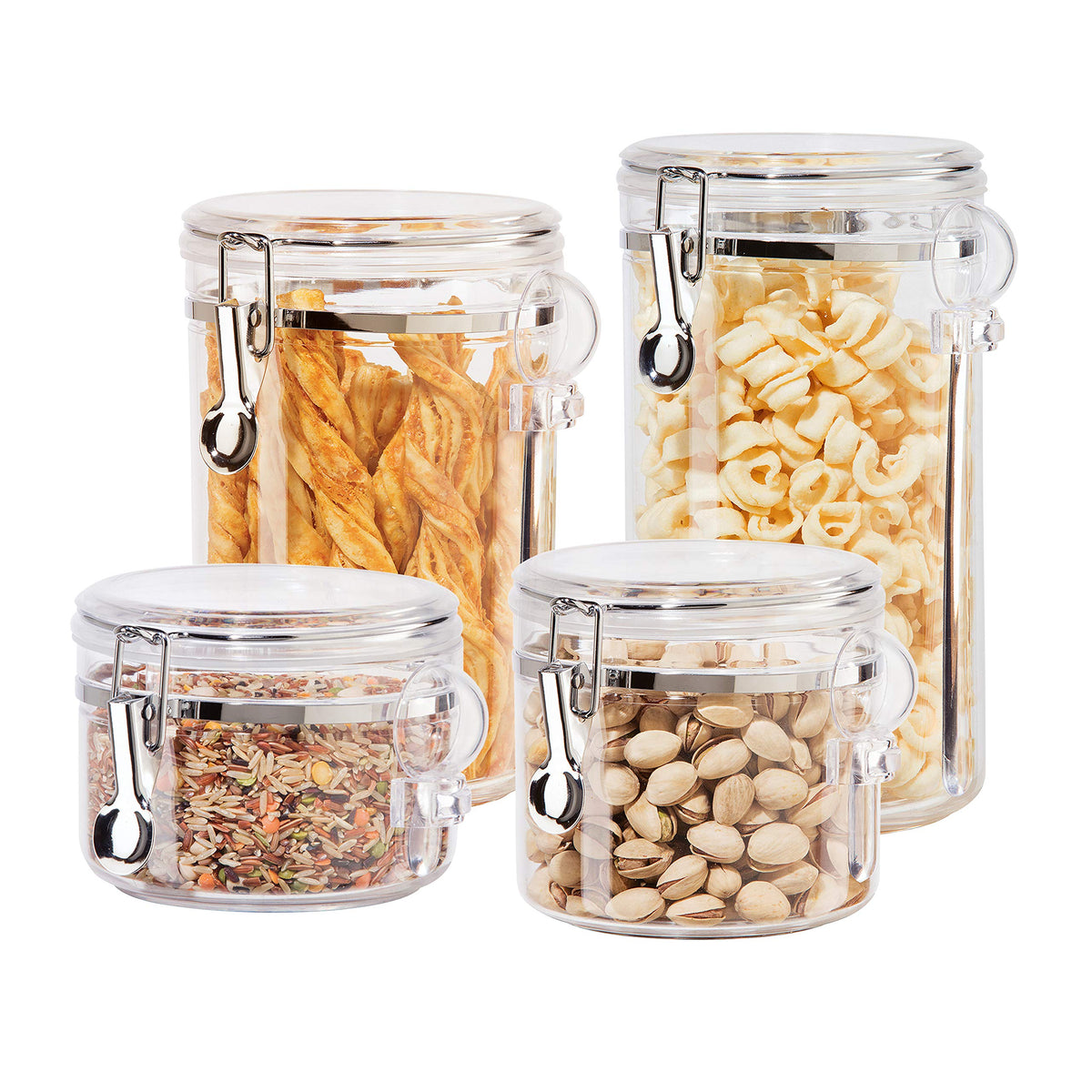 Oggi Airtight Clear Canister Set with Clamp Lids