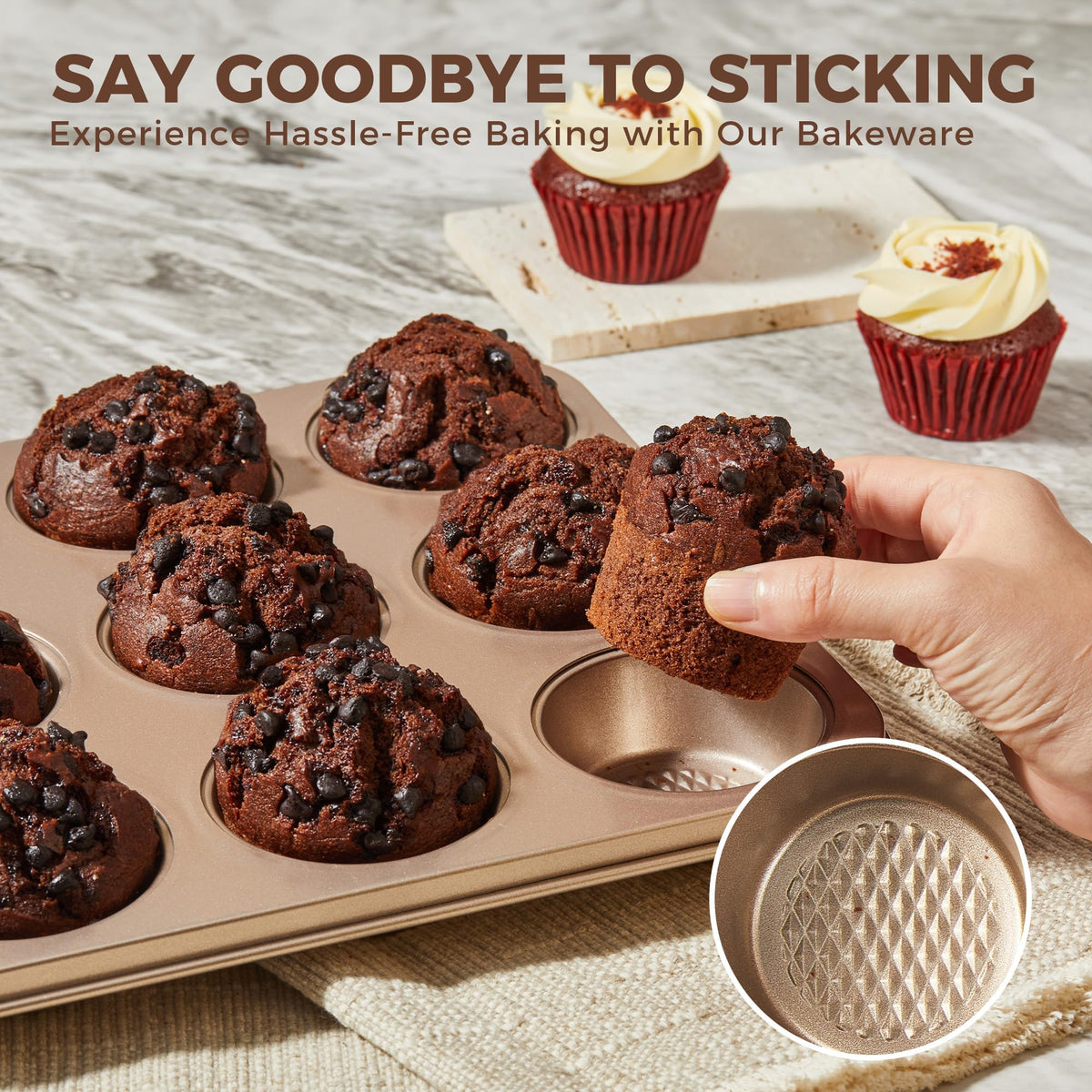 HONGBAKE 9-Piece Nonstick Bakeware Set with Cookie Sheets