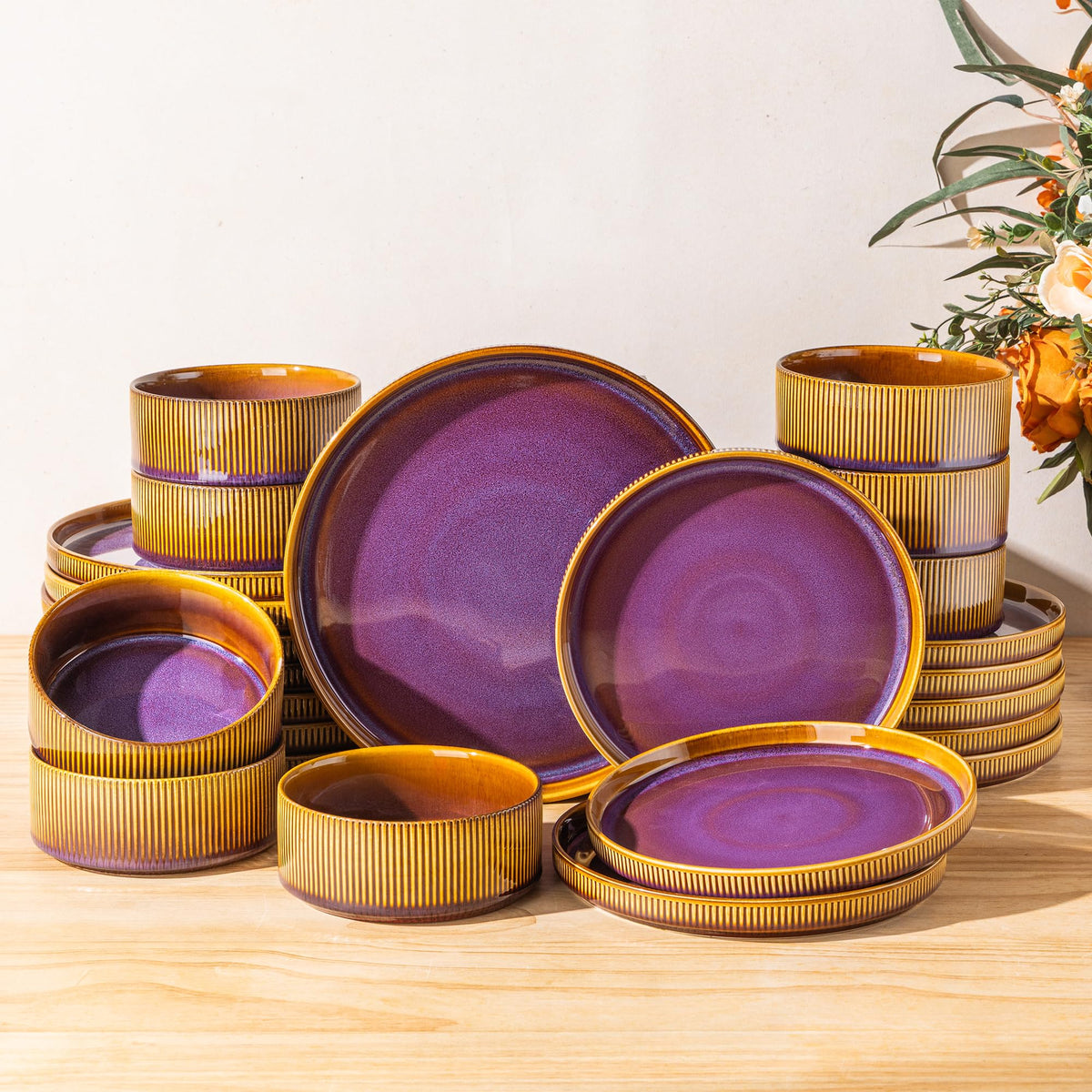 TheTerra Ceramic Dinnerware Plates & Bowls Set
