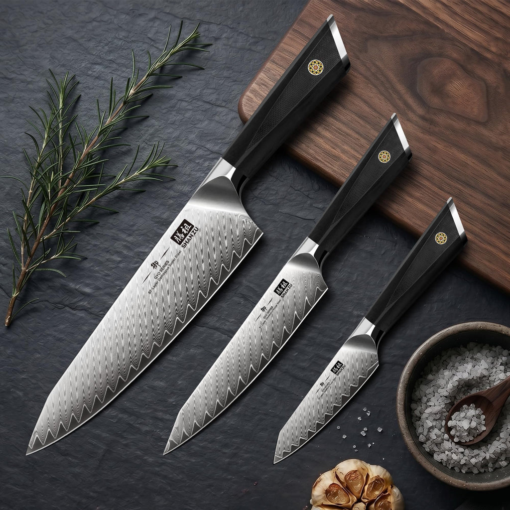 SHAN ZU Damascus Steel Kitchen Knife for Precision Cutting