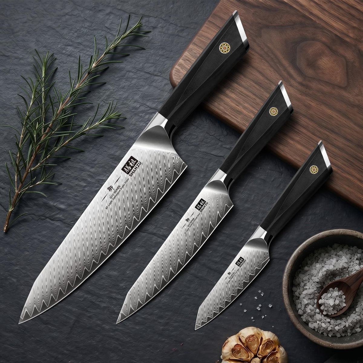 SHAN ZU Damascus Steel Kitchen Knife for Precision Cutting