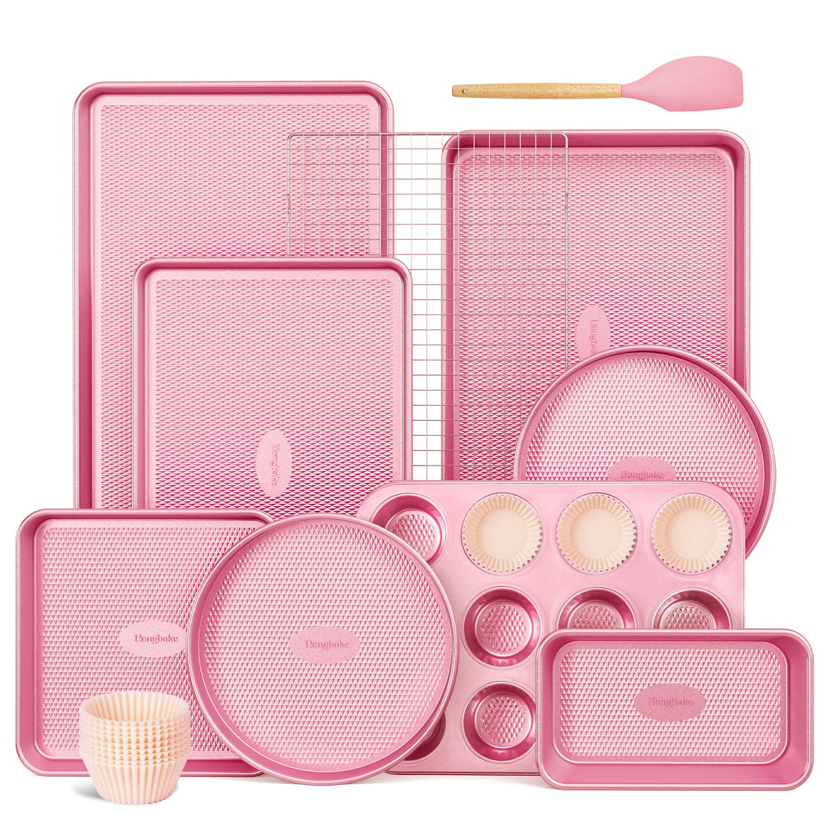 HONGBAKE 9-Piece Nonstick Bakeware Set with Cookie Sheets