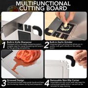 2-Pack Stainless Steel Cutting Boards with Knife Sharpener